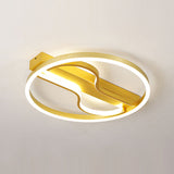 Modern Swirl Led Ceiling Lamp In Gold - 16/19.5 With Warm/White Light For Bedroom
