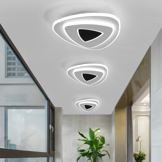 Nordic Triangle Flush Mount Led Ceiling Light In Black/White With Warm/White Lighting Black - White