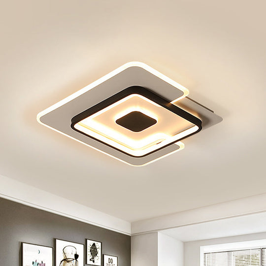 Modern 2 - Layer Led Ceiling Light In Black And White Sizes 18’/21.5’ For Bedroom Flushmount