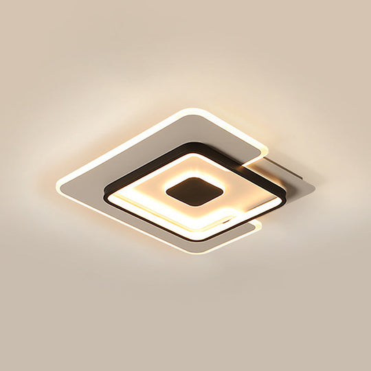 Modern 2 - Layer Led Ceiling Light In Black And White Sizes 18’/21.5’ For Bedroom Flushmount