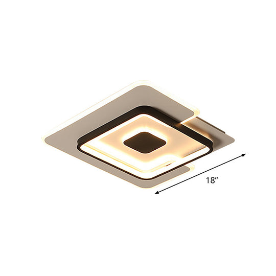 Modern 2 - Layer Led Ceiling Light In Black And White Sizes 18’/21.5’ For Bedroom Flushmount