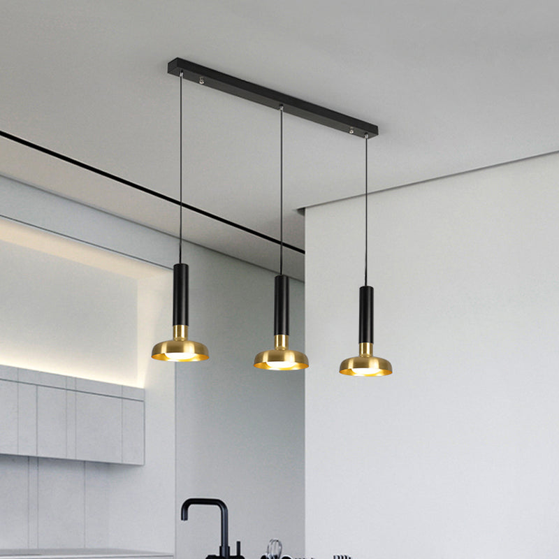 Modern Torch Multi-Pendant Metal Kitchen Bar Light - 3-Light Suspension In White/Black-Gold