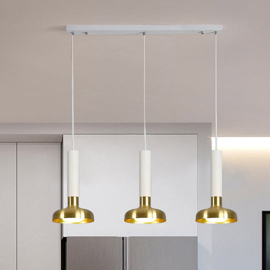 Modern Torch Multi-Pendant Metal Kitchen Bar Light - 3-Light Suspension In White/Black-Gold
