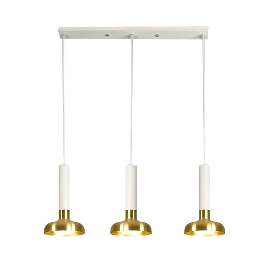 Modern Torch Multi-Pendant Metal Kitchen Bar Light - 3-Light Suspension In White/Black-Gold