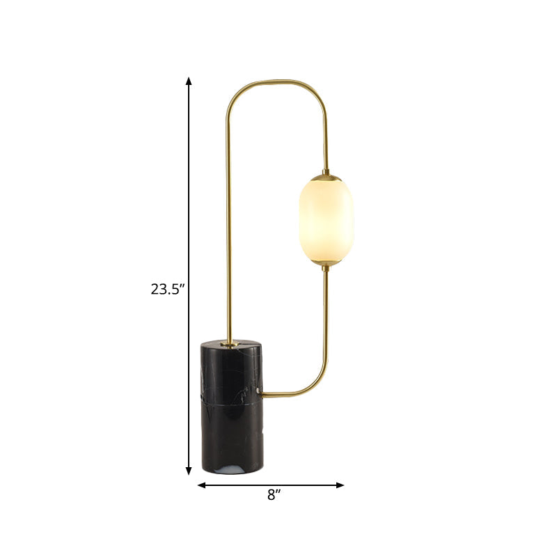 Circuit Nightstand Lamp Designer Matte Glass Single Black And Gold Table Lighting With Cylinder