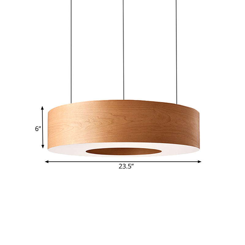 Hollowed Round Wooden Led Pendant Light For Restaurant Ceiling