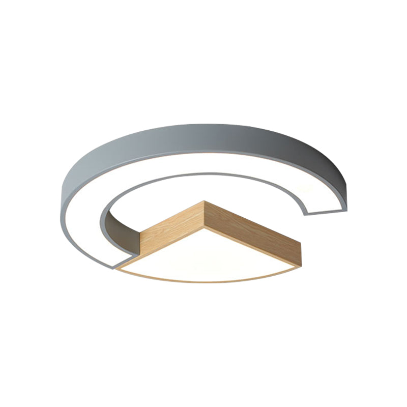 Nordic Green/Grey - Wood Arch And Sector Acrylic Ceiling Light - 16.5’/20.5’ Wide Led Flush