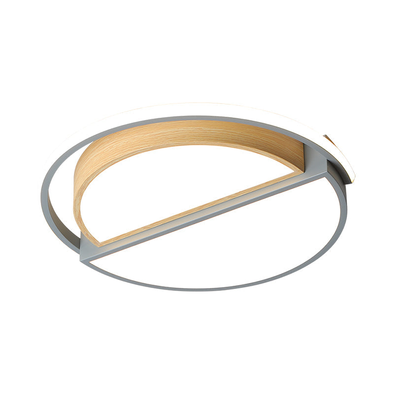 Modern Macaron Iron Ceiling Fixture 16.5’/20.5’ Wide Led Flush Mount Lighting In Green/Grey -