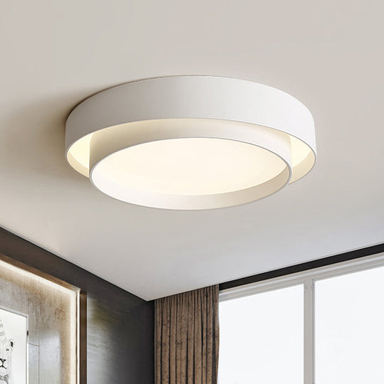 Simple Led Flush Mount Acrylic White/Black Circle Ceiling Light Fixture – 16’/19.5’ Wide