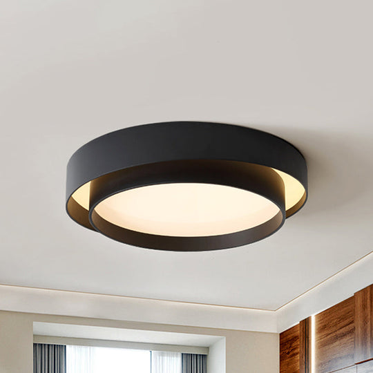 Simple Led Flush Mount Acrylic White/Black Circle Ceiling Light Fixture – 16’/19.5’ Wide