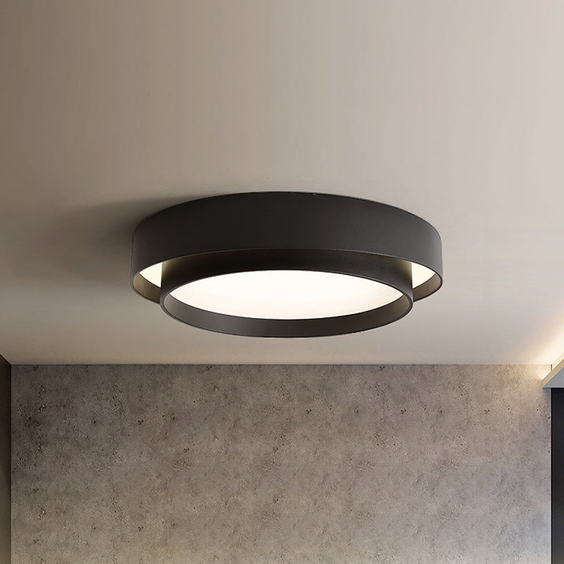 Simple Led Flush Mount Acrylic White/Black Circle Ceiling Light Fixture – 16’/19.5’ Wide
