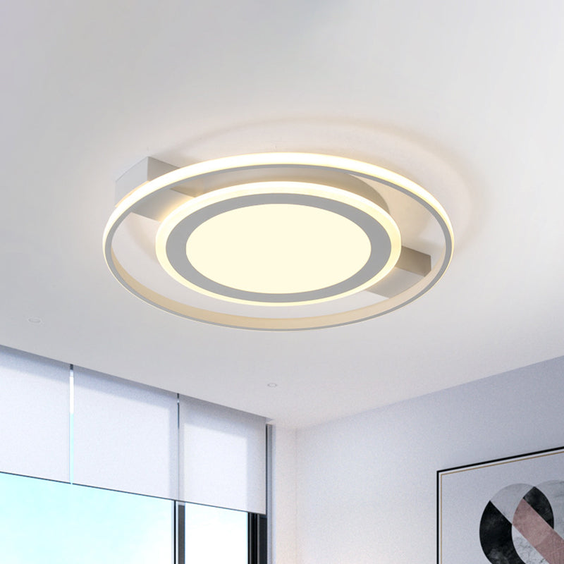 Minimalist White Acrylic Flush Mount Ceiling Lamp - 18’/21.5’ Wide Led Light Fixture With
