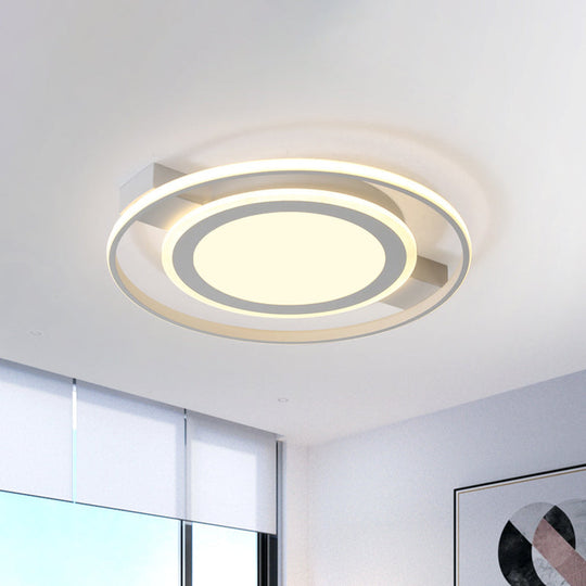 Minimalist White Acrylic Flush Mount Ceiling Lamp - 18/21.5 Wide Led Light Fixture With Warm/White