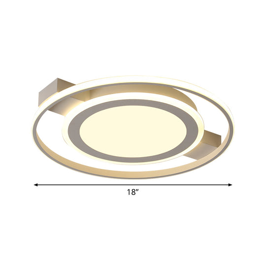 Minimalist White Acrylic Flush Mount Ceiling Lamp - 18’/21.5’ Wide Led Light Fixture With