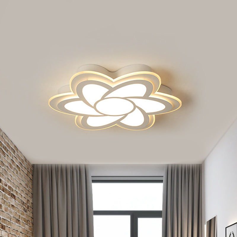 16.5’/20.5’ Flower Led Ceiling Lamp - Modernist Acrylic White Flush Mount For Office Lighting /