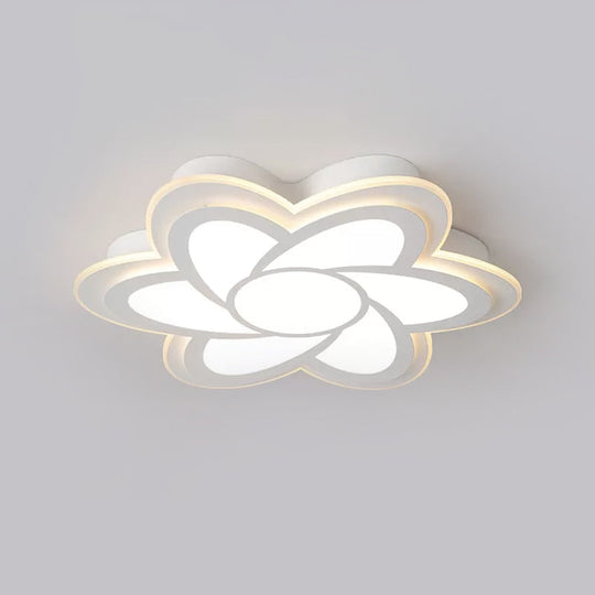 16.5’/20.5’ Flower Led Ceiling Lamp - Modernist Acrylic White Flush Mount For Office Lighting