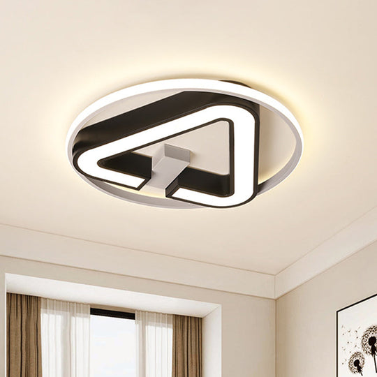 Minimalist Black Triangle Led Flush Light With Halo Ring For Close To Ceiling - 19’/22’ Wide