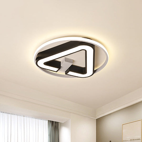 Minimalist Black Triangle Led Flush Light With Halo Ring For Close To Ceiling - 19’/22’ Wide