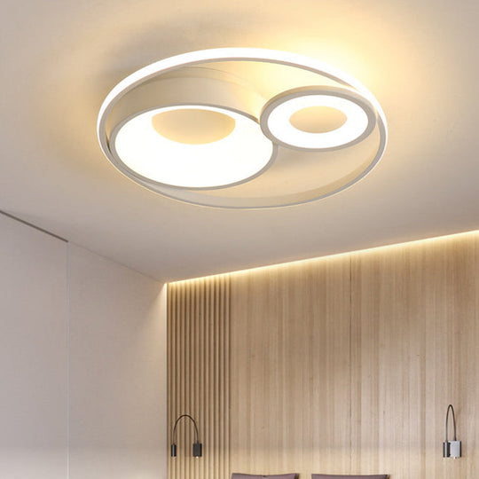 Metallic Nordic Led Flush Mount Ceiling Light - 3 Circles 16’/19.5’ Wide Warm/White (Black/White)