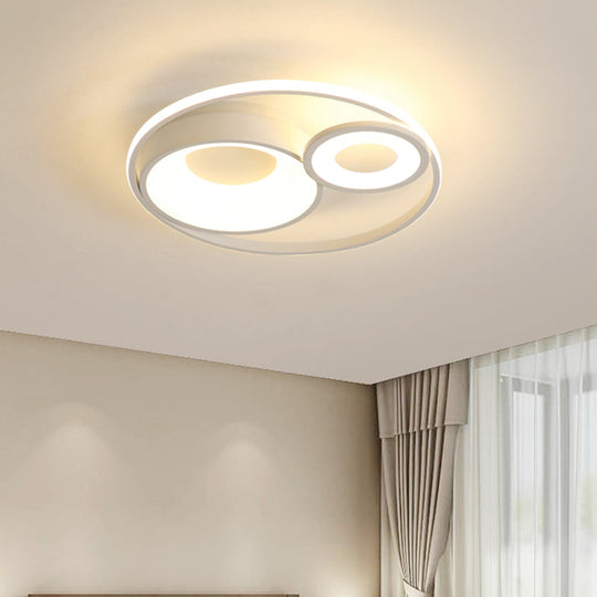 Metallic Nordic Led Flush Mount Ceiling Light - 3 Circles 16/19.5 Wide Warm/White (Black/White)