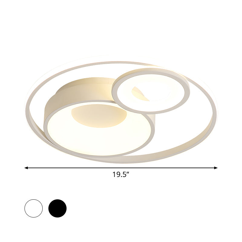Metallic Nordic Led Flush Mount Ceiling Light - 3 Circles 16/19.5 Wide Warm/White (Black/White)