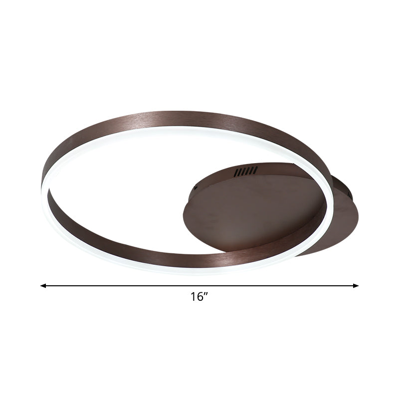 Modern Led Circle Flushmount Ceiling Light - Minimalist Aluminum Coffee Warm/White 12/16/8+16 Width