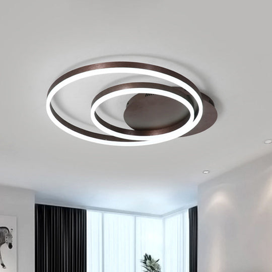 Modern Led Circle Flushmount Ceiling Light - Minimalist Aluminum Coffee Warm/White 12’/16’/8’