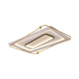 Modern White-Gold Layered Rectangular Flushmount Led Ceiling Light Warm/White Glow
