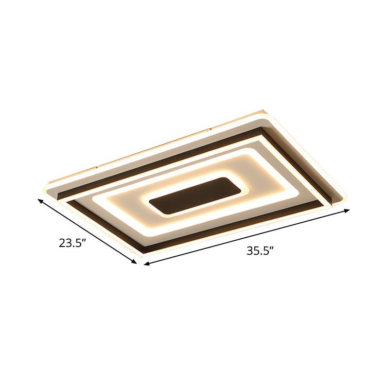 Modern Black Led Ceiling Lamp - Tiered Rectangle Design Flush-Mount Light Fixture For Sitting Room