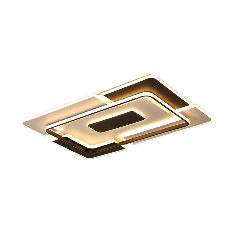 Modern Led Ceiling Light Black & White Patchwork Aluminum Flush Mount Fixture For Lounge