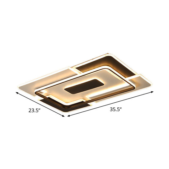 Modern Led Ceiling Light Black & White Patchwork Aluminum Flush Mount Fixture For Lounge