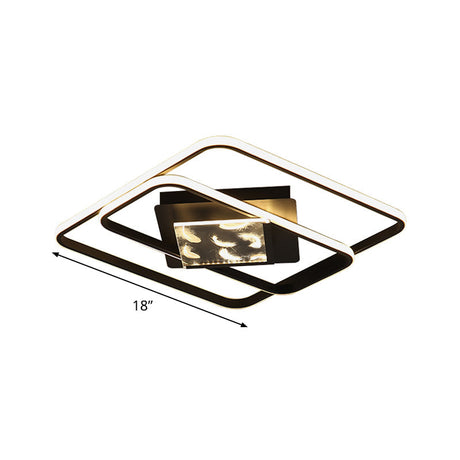 Modern Aluminum Led Ceiling Lamp - Sleek Rectangle Design For Bedroom 18/21.5 Width Flushmount
