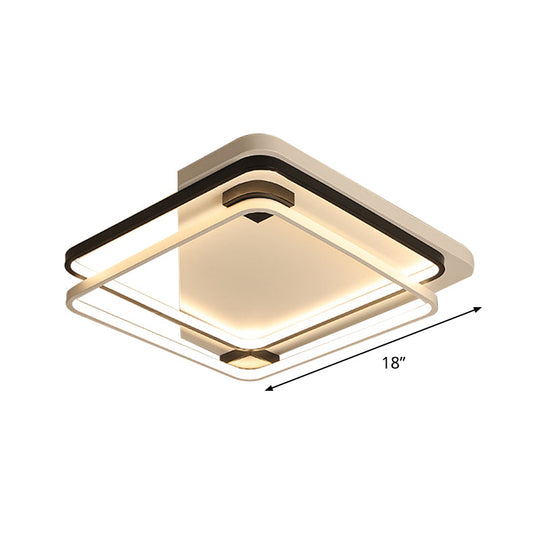 Minimalist Silica Gel Led Ceiling Lamp With Dual Square Ring Design In Warm/White Light -