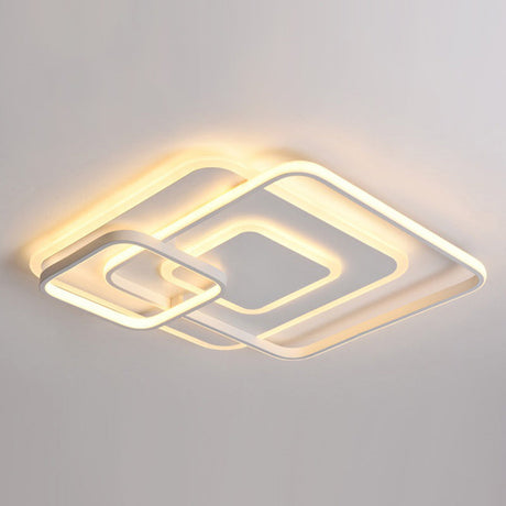 W Hotel Led Flush Mount Light - Modern White Ceiling Lamp Stacking Square Acrylic Frame Warm/White