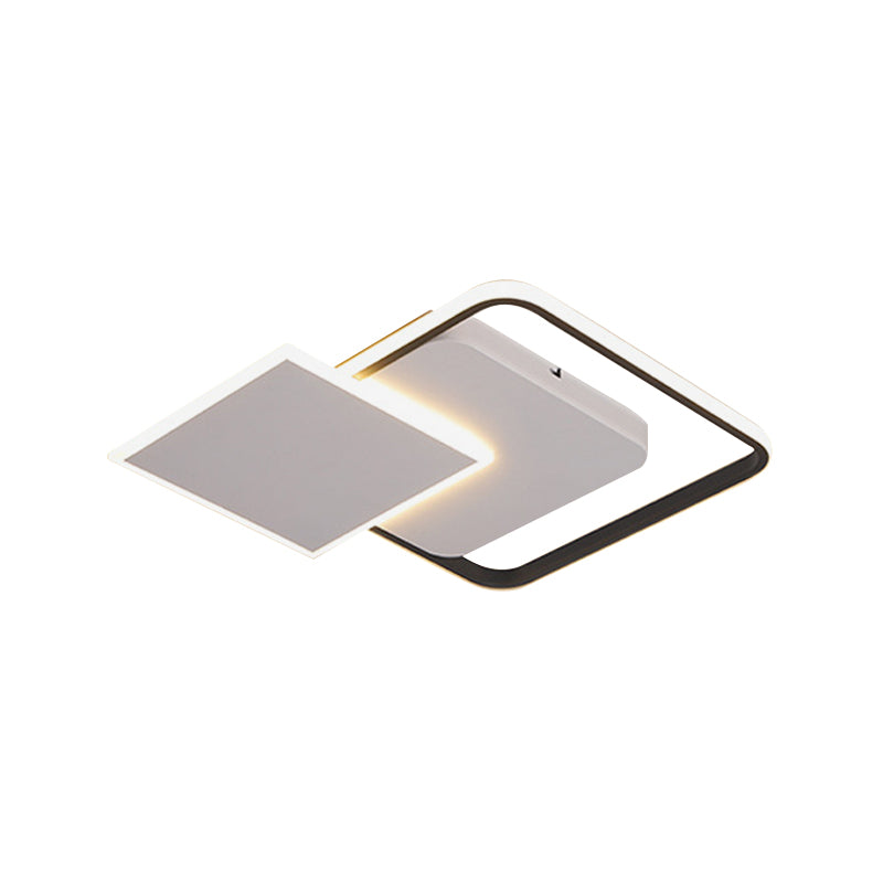 Modern Strewed Design Square Flush Led Ceiling Light For Bedroom - 18’/24.5’ Warm/White Black -