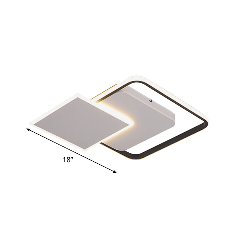 Modern Strewed Design Square Flush Led Ceiling Light For Bedroom - 18’/24.5’ Warm/White Black -