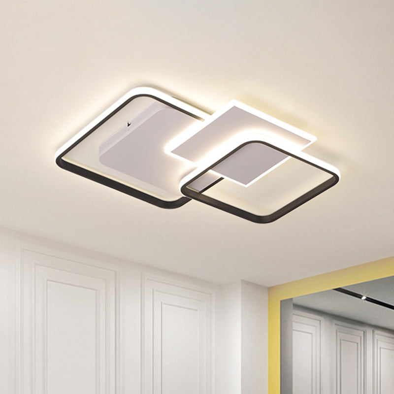 Modern Strewed Design Square Flush Led Ceiling Light For Bedroom - 18’/24.5’ Warm/White Black -