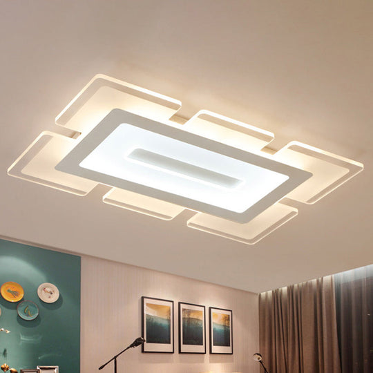 Modern Acrylic Ultrathin Rectangle Ceiling Lamp - 23.5’/35.5’ Long Led Flush Mount Warm/White