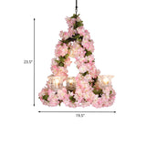 Black 3 Head Chandelier Pendant Lamp For Loft Restaurant With Floral Clear Glass Shade