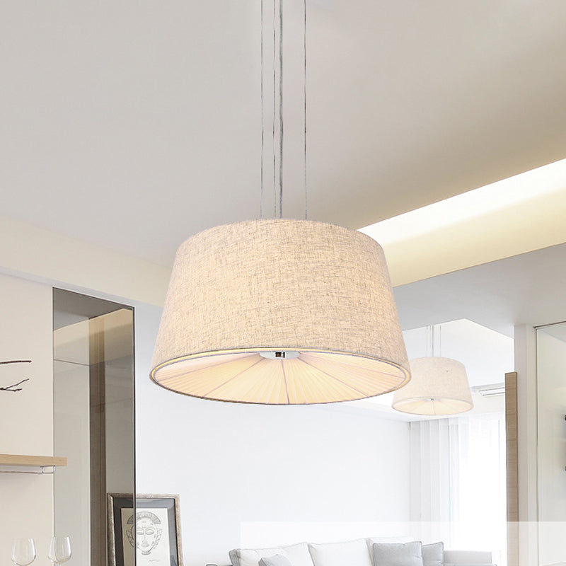 Modern Cone Ceiling Chandelier Fabric Light With Diffuser - Flaxen Finish