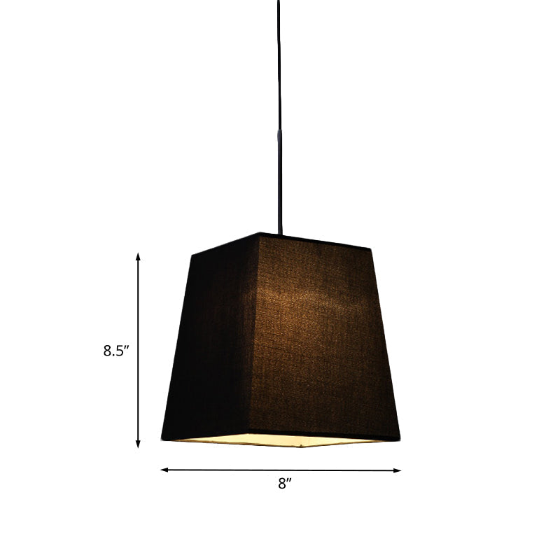 Sleek Black Trapezoidal Mini Pendant Light - Simplicity Fabric Suspension Lamp For Dining Room
