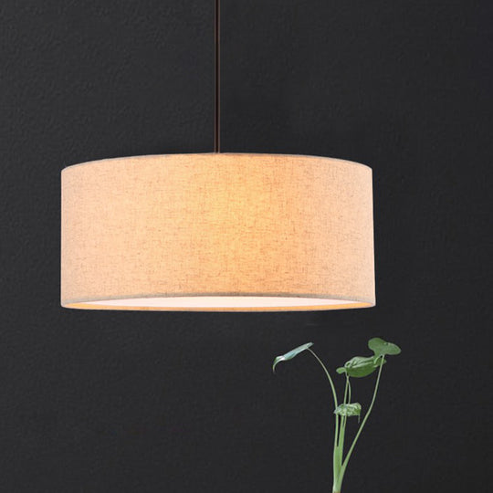 Stylish Rounded Hanging Lamp - Apricot/Flaxen Fabric 1 Light Pendant Fixture For Restaurants