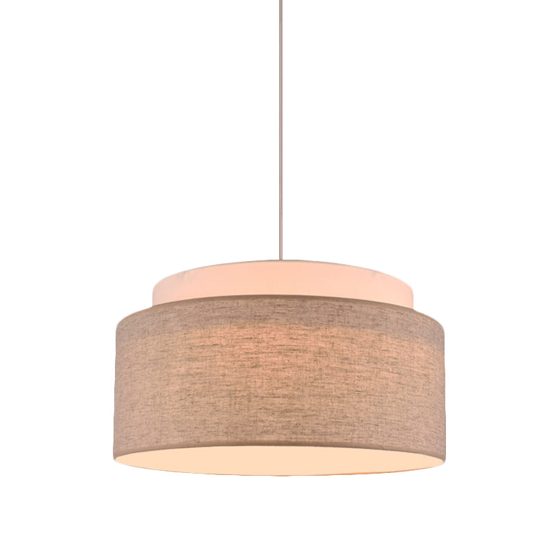 Modern Flaxen Double Circular Chandelier Light - Hand Woven Fabric Drop Lamp (5-Bulb) For Hotels
