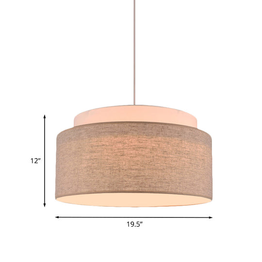 Modern Flaxen Double Circular Chandelier Light - Hand Woven Fabric Drop Lamp (5-Bulb) For Hotels