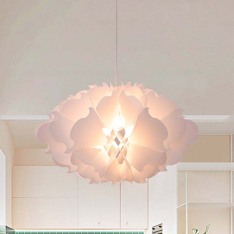Modernist White Floral Suspension Light - Acrylic Hanging Pendant For Table