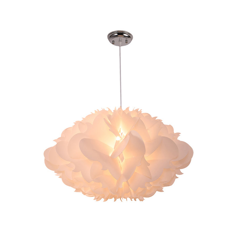 Modern White Floral Suspension Light - Acrylic Pendant For Table Overhead Lighting