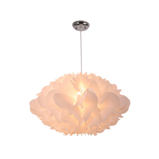 Modernist White Floral Suspension Light - Acrylic Hanging Pendant For Table