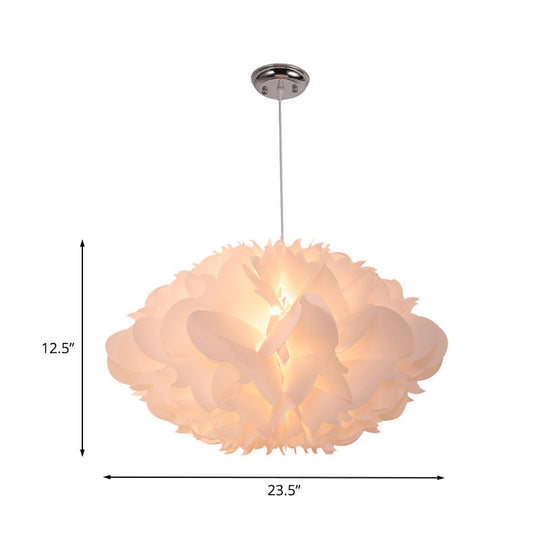 Modernist White Floral Suspension Light - Acrylic Hanging Pendant For Table