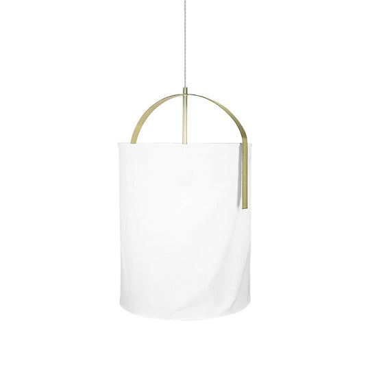Minimalist Black/Gold-White Pail Drop Pendant Light For Bedroom - 1 Head Fabric Fixture