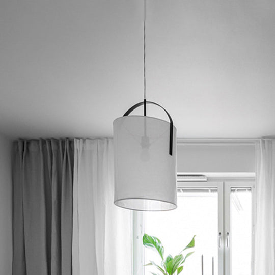 Sleek Black/Gold-White Pail Drop Lamp: Simplicity At Its Finest - 1 Head Fabric Pendant Light
